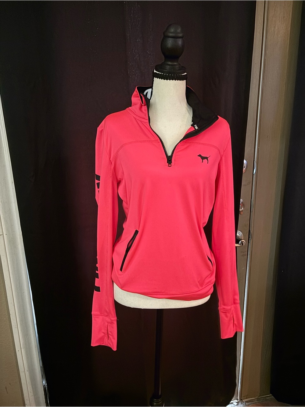 PINK Victoria's Secret Bright Pink Quarter-Zip Pullover